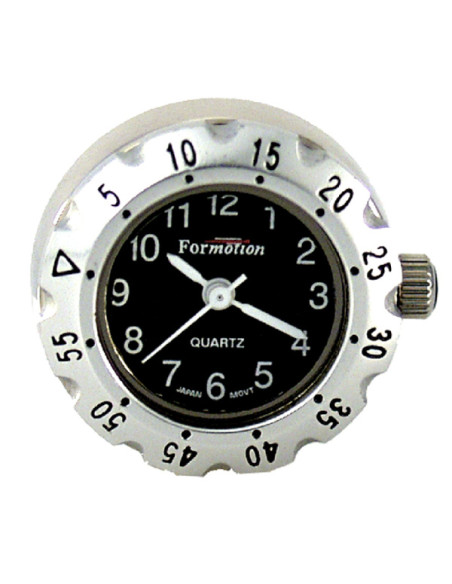 CLOCK SILVER BEZELBLACK DIAL SPOT
